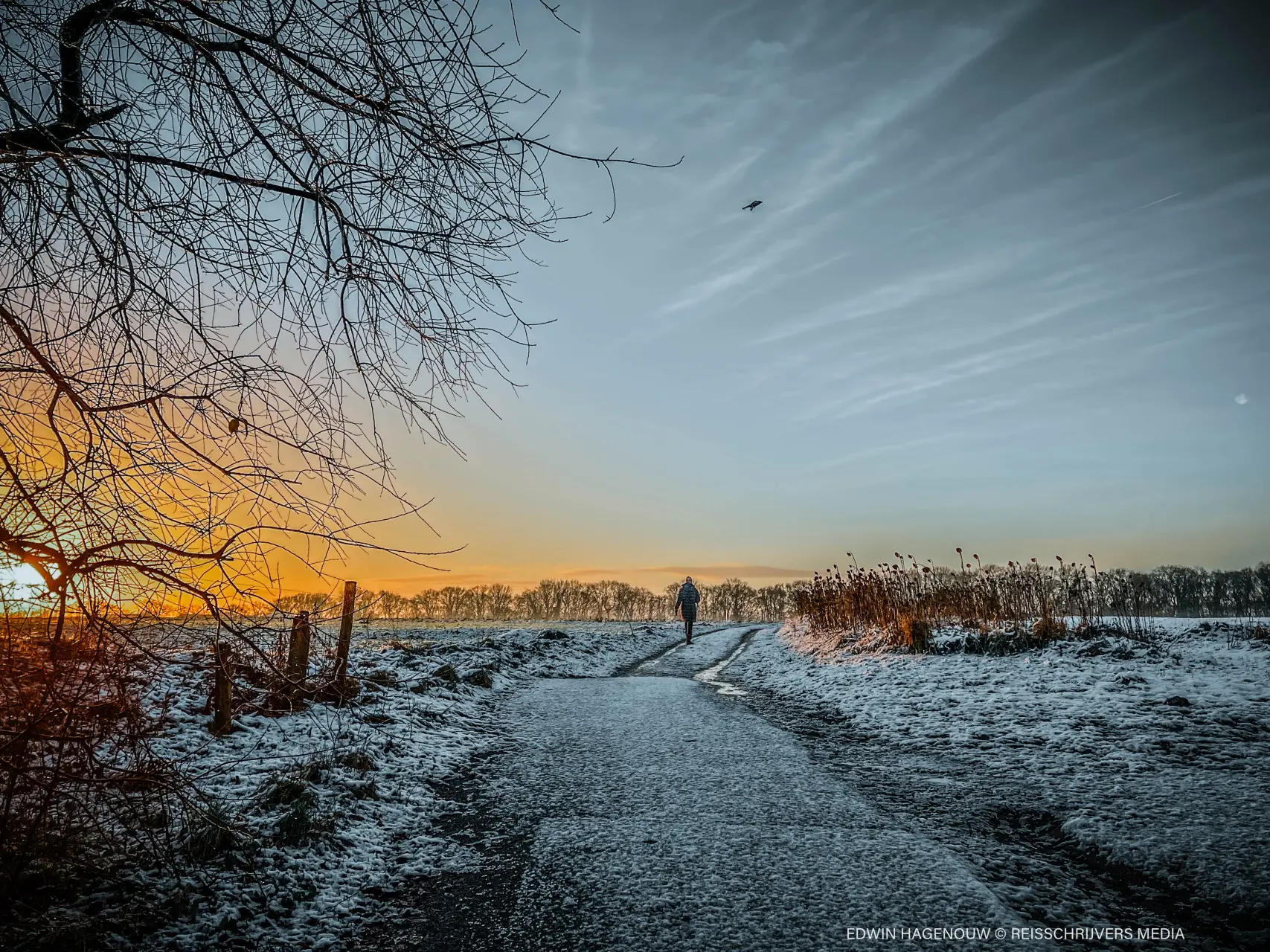 Verse sneeuw op het zuidelijkste punt van de Veluwe
